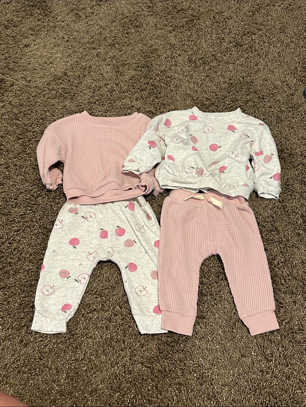 Cozy Pink Kids Matching Pajama Set — Waffle & Printed Two-Piece